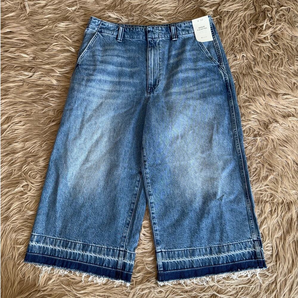 New Madewell Denim Culottes Wide Leg Raw Hem size 30 Women's